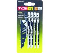 RYOBI - Carte 5 lames scie sauteuse FLUSHCUT bois 10 TPI, chantournage 14 TPI, inversé 10 TPI - RAK05JSBFC