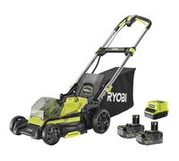 RYOBI - Tondeuse poussée Brushless 18V One+ 40 cm - jusqu'à 600 m² - 2 Batteries 4Ah & Chargeur - RY18LMX40C-240, Vert