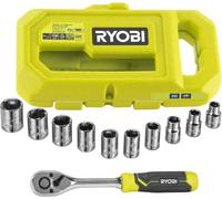 RYOBI - Coffret 1 clé 90 dents, 8 douilles (de 8 a 15 mm) & adaptateur 1/4'' - 3/8'' - Compatible Ryobi LINK - RHRS10PC