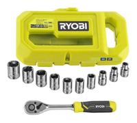 Ryobi - Coffret clé à cliquet 1/4" RHRS10PC - 10 pièces, 90 dents, Compatible LINK