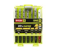 RYOBI - Coffret 10 Lames Scie Sauteuse - RAK10JSBWM - Bois Métal Plastique, Fixation en T, Coupes Droites et Courbes