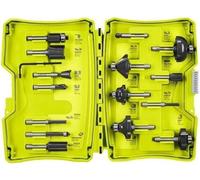 RYOBI - Coffret 15 fraises panachées queue diam. 6 mm + clé pour défonceuses R18TR-0 / R18TR-0 / RRT1600 / ERT1400RV - RAKRBS15