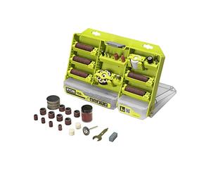 RYOBI Coffret 150 Accessoires Twist Lock pour Mini-Outil RAR800K-150 | Changement au quart de tour sans tournevis, coupe du métal, ponçage du bois, polissage, gravure sur verre, boîte à cases