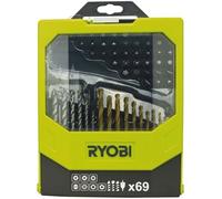RYOBI - Coffret 69 accessoires mixtes : forets bois, béton & métal + 43 embouts 25 mm + 1 porte-embout - RAK69MIX
