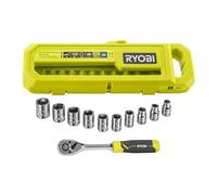 RYOBI - Coffret Clé à Cliquet 3/8" + Douilles - RHRS11PC - 11 Pièces, 90 Dents, Compatible LINK