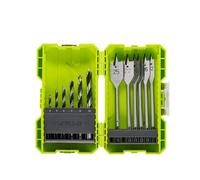 RYOBI - Coffret Perçage Bois 12 Pièces RYOBI - Forets Hélicoïdaux & Mèches Plates - Ø 4 à 25mm - Travaux Charpente & Menuiserie - Rangement Empilable - RAK12SWD