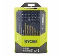 RYOBI - Coffret Mixte 46 Accessoires RYOBI - Forets Béton, Métal & 31 Embouts de Vissage - Kit Polyvalent Maison & Bricolage - Porte-Embout Inclus - RAK46MIX