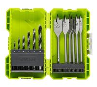 RYOBI - Coffret Perçage Bois 12 Pièces RYOBI - Forets Hélicoïdaux & Mèches Plates - Ø 4 à 25mm - Travaux Charpente & Menuiserie - Rangement Empilable - RAK12SWD