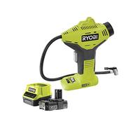 Ryobi Compresseur de Loisirs 18V Gonfleur Livré avec 1 Batterie Lithium+ 18V 2,0 Ah, 1 Chargeur Rapide 2,0 A et 3 Embouts de Gonflage pour Pneus de Voiture, Vélo, Ballons et Autres R18PI-120GJ