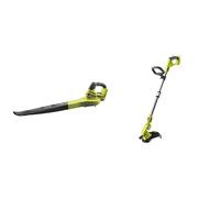 RYOBI - Coupe-Bordure/Dresse-Bordure Électrique sans Fil à Batterie 18V One+ Ø 25-30cm & Souffleur Électrique sans Fil à Batterie 18V One+ 245 km/h - Utilisations Nettoyage Feuilles Mortes