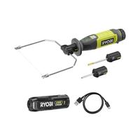 RYOBI Coupeur à Fil Chaud 4V USB Lithium 450°C RHC4-120G Batterie 2,0 Ah | 5 accessoires, pointe courte, pointe longue, crochet, lyre et lame, câble USB-C, chauffe en moins de 2 min, mousse, modélisme