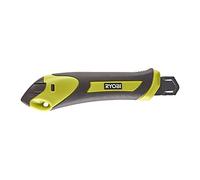 RYOBI Cutter à Lame Sécable 18 mm RSK18 Molette de Blocage Acier Carbone | Verrouillage de la lame, corps de 18 cm, prise en main confortable, cartons de déménagement, papier peint, adhésifs