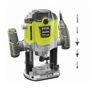 RYOBI - Défonceuse 1 600 W - 10 000-26 000 tr/min - pinces 8/6 mm - 5 fraises incluses - Livrée en coffret - RRT1600-K