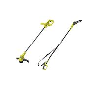 RYOBI Duo 18 Volts ONE+ Sans Fil à Batterie : Coupe-Bordures/Dresse-Bordures Ø23cm + Élagueur Électrique sur Perche - Vendu sans Batterie ni Chargeur