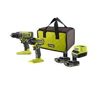 Ryobi - Duo 18V One+ Perceuse + Visseuse à choc Livrées avec 2 batteries 2Ah et son chargeur, dans un sac de transport - RCK182G-220S