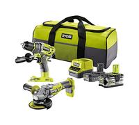 Pack 2 outils perceuse et meuleuse 18V ONE+ (1x2,0 Ah + 1x5,0 Ah) dans sac - RYOBI RCK182BL-252S