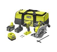 RYOBI - Duo ONE+ 18 volts : Visseuse à chocs et scie circulaire - 1 batterie 5.0 Ah - 1 batterie 2.0 Ah - 1 chargeur - R18CSPID2-252S