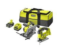 RYOBI - Duo ONE+ 18V : Scie pendule avec 1 lame + scie circulaire - diam. 165 mm avec 1 lame 24 dents + 1 batterie 18V 2.5Ah et chargeur rapide (5133004770)