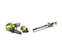 RYOBI Duo ONE+ 18V : Tronçonneuse compacte 20 cm + Taille-Haies LINEA 50cm - livré avec 1 batterie lithium+ 18V 2,5 Ah et 1 chargeur 1,5 A