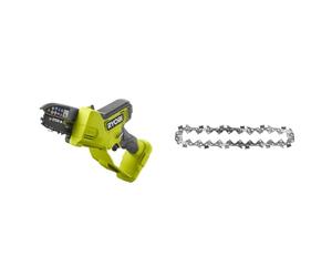 RYOBI - Élagueur à main 18V - Brushless/moteur sans charbons - guide 10 cm - 6 m/s - tendeur sans outil - Livré avec une 2ème chaîne (sans batterie ni chargeur) - RY18PSX10A-0/RAC274