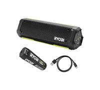 RYOBI - Enceinte Bluetooth 4V USB Lithium RS4-120G - 20W Puissante & Fonction Verse - pour Musique Chantier, Atelier & Jardin - Inclus Batterie 2,0Ah & Câble
