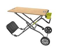 RYOBI Établi 2-en-1 - Diable Transformable, Plan de Travail Bois Massif 106x55 cm, Structure Acier renforcée, Roues Tout-Terrain Ø24 cm, Charge 181 kg - RWBSB-01