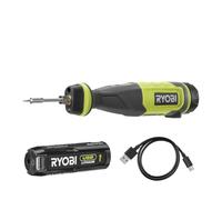 RYOBI Fer à Souder 4V USB Lithium 460°C RSI4-120G Stylo Batterie 2,0Ah | Chauffe à 460 degrés en 90 secondes, batterie 2,0 Ah, câble USB-C, pointe fine, capuchon et fil d'apport inclus, soudure