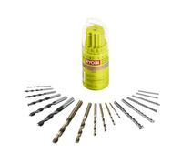 Ryobi - Jeu de 18 Forets Mixtes - Mèches pour Perceuse-Visseuse et Perceuse à Percussion - Livré dans un Coffret - RAK18DMIX