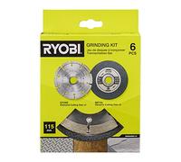 RYOBI Kit 6 Disques 115 mm Meuleuse d'Angle RAK6AGD115 Diamant et Métal | Tronçonnage de l'acier, de la pierre et du béton, jeu de démarrage pour outil 115 mm, diamanté segmenté et abrasifs fins