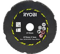 RYOBI Kit de 3 Disques 76 mm RAKCOT03 Alésage 10 mm pour Meuleuse RCT18C | Coupe du métal, du carrelage, du plastique, du placo et du fibre-ciment, 3 abrasifs spécifiques, machine compacte, atelier