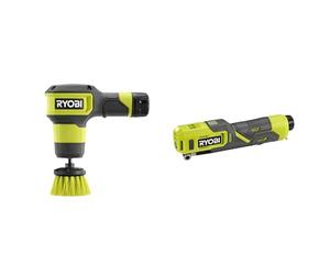 Ryobi - Kit d'entretient des vélo 4V USB Lithium : Brosse de nettoyage compacte + Gonfleur (6,9 bars) - RSCR4/RI4-120G
