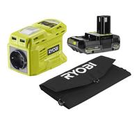 RYOBI Kit voyage 18V - panneau Solaire 21 W + transformateur / chargeur RY18BI150B-0 1 batterie lithium+ 2 0 Ah - RYSP21ABI150B-120