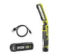 RYOBI Lampe de travail 4V USB Lithium - 3 intensités : 500/250 / 100 Lumens - Base magnétique - Câble USB-C - 1 batterie 4V 2,0 Ah USB Lithium - RLI4-120G