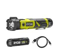 RYOBI Lampe torche 4V - 3 intensités : 640 / 240 / 80 Lumens - pointeur laser - base magnétique - Câble USB-C - 1 batterie 4V 2,0 Ah USB Lithium - RLP4-120G