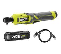 RYOBI liquet 4V USB Lithium - emmanchement carré 1/4’’ - 8 Nm - Livrée avec son câble USB-C & 1 batterie 4V 2,0 Ah USB Lithium - RR14W4-120G