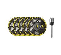 RYOBI Lot 5 Disques à Tronçonner 38 mm et Mandrin Twist Lock RAR301-6 | Coupe des métaux, plastiques, cloisons sèches et plexiglas, fixation rapide sans vis, tuyaux cuivre, rognage et rainurage