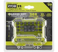 RYOBI Lot de 22 embouts à choc hexagonaux Philips à grain diamant 2,5 cm
