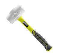 RYOBI Maillet 450 g Tête Caoutchouc Blanche Non Marquante RHHM450W | Pose de parquet flottant, stratifié et sols vinyle, assemblage de meubles clairs, finitions, manche fibre de verre, 450 g