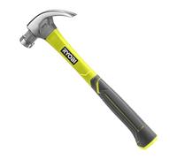 RYOBI Marteau à Griffe Courbe 560 g Manche Fibre de Verre RHHCC560 | Force de frappe élevée, clous longs de 90 mm et plus, charpente, coffrage, ossature bois, arrachage, prise assurée, atelier