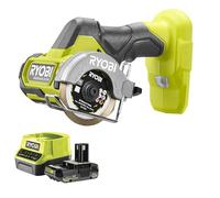 Ryobi - Meuleuse 18 volts sans fils, 76mm, Brushless, livrée avec 2 lames (pour métal et tuiles) et 1 disque abrasif - 1 Batterie 2Ah et 1 Chargeur Rapide