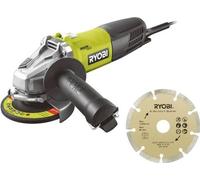 RYOBI - Meuleuse d'angle 800 W diam. 125 mm - 12 000 tr/min + sac, disque diamant 125 mm & clé de service - RAG800-125SD1