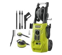 RYOBI - Nettoyeur Haute Pression 1800 W - 140 Bars - 420 L - Flexible 6 m - Enrouleur - réservoir détergent intégré - Lance Vario & Turbo - Brosse Multi-Surfaces - Brosse rotative - RY140PWA-P