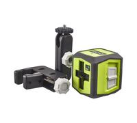 RYOBI Niveau Laser Croix Vert RBCLLG1 Portée 15 m Pince de Fixation Incluse | Faisceau vert jusqu'à 4 fois plus visible que le rouge, 2 piles AA, carrelage, étagères, cadres et décoration intérieure