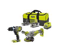 Ryobi ONE+ Duo Perceuse-Tournevis Brushless 125mm 18V, R18Ck2Bl-252S, Batteries 2 et 5Ah, Sac de Rangement