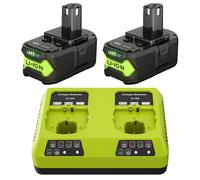 Ryobi P108 batterie de rechange, capacité 6000mAh, compatible avec plusieurs modèles , 2 batteries 1 chargeur