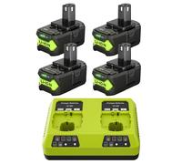 Ryobi P108 Batterie de rechange, capacité 6000mAh, compatible avec plusieurs modèles , 4 batteries 1 chargeur