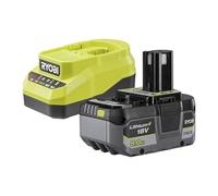RYOBI - Pack Batterie 18V One+ - RC18120A-150G - Batterie 5.0Ah Haute Capacité + Chargeur Rapide - Longue Autonomie pour Projets de Bricolage et Outils Gourmands
