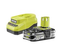 RYOBI - Pack Chargeur Rapide 18V 2,0A + Batterie Lithium+ 2,5Ah One+ RC18120A-125 - Recharge en 75 Min, Indicateur 4 LED, Cellules Haute Capacité, Protection Antichoc