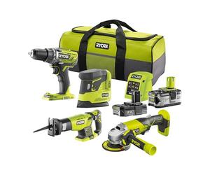 RYOBI - Pack ONE+ 18V 4 outils : Perceuse-visseuse R18DD3-0 Couple max : 50 Nm, Vitesse à vide : - V1 : 500 tr/min - V2 : 1800 tr/min