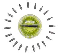 RYOBI - Palet aimanté 22 accessoires de vissage : 21 embouts 25 mm PH/PZ/TX + 1 porte-embout - Livré en présentoir prêt à vendre de 24 coffrets - RAK22SDHOK